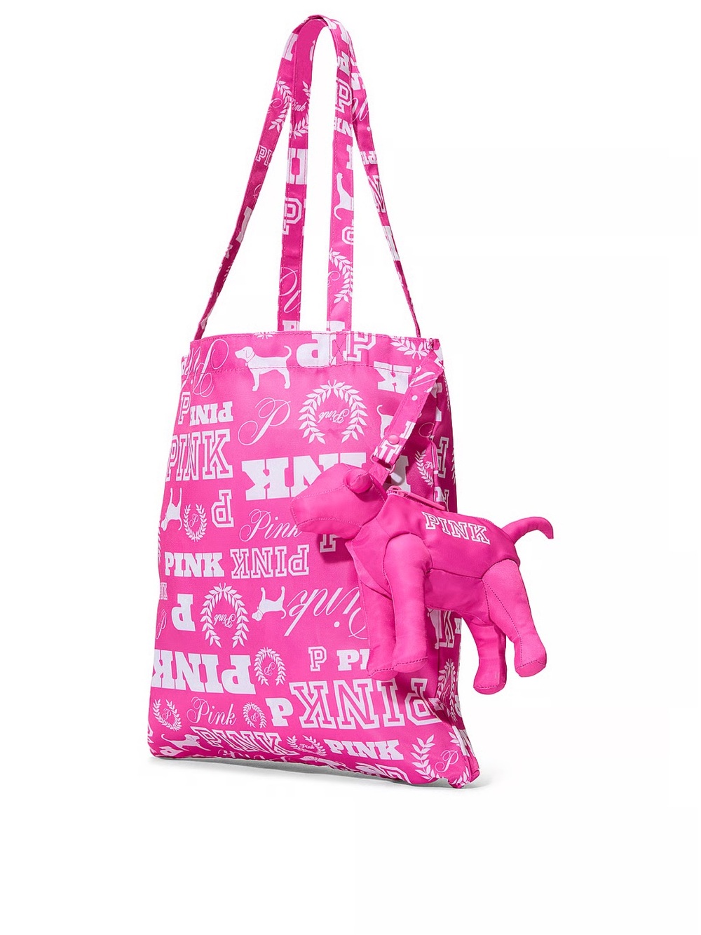 NWT! Victoria's Secret Pink Packable Dog Tote Bag Travel Pink